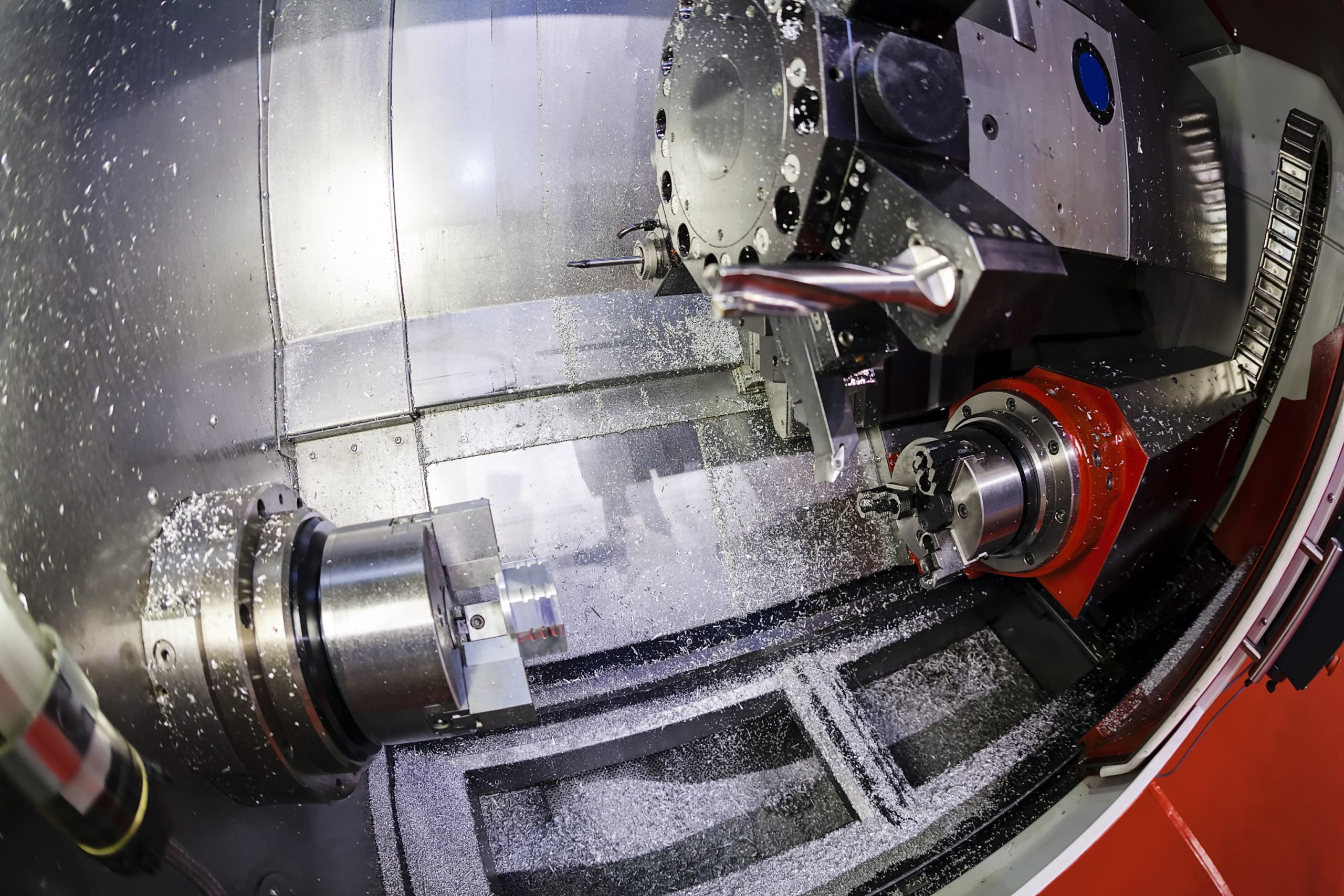 industrial lathe tool and lathe machine in progress